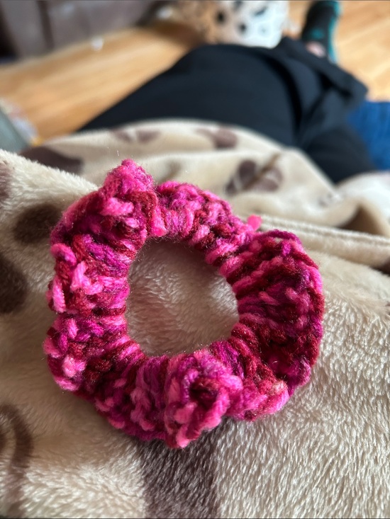 Accessories - Handmade Pink or Any color Textured Crochet Hair Scrunchie
